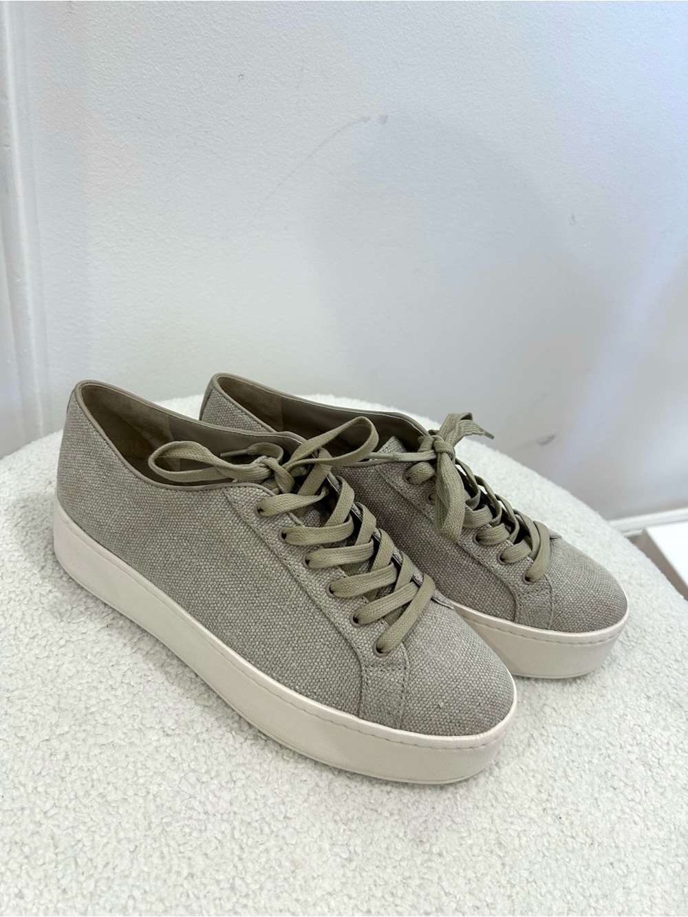 Vince Weber Linen Platform Sneakers Size 6.5